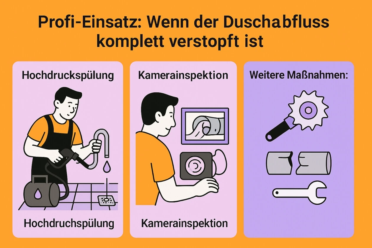 Profi-Einsatz Wenn der Dusche Abfluss komplett verstopft ist