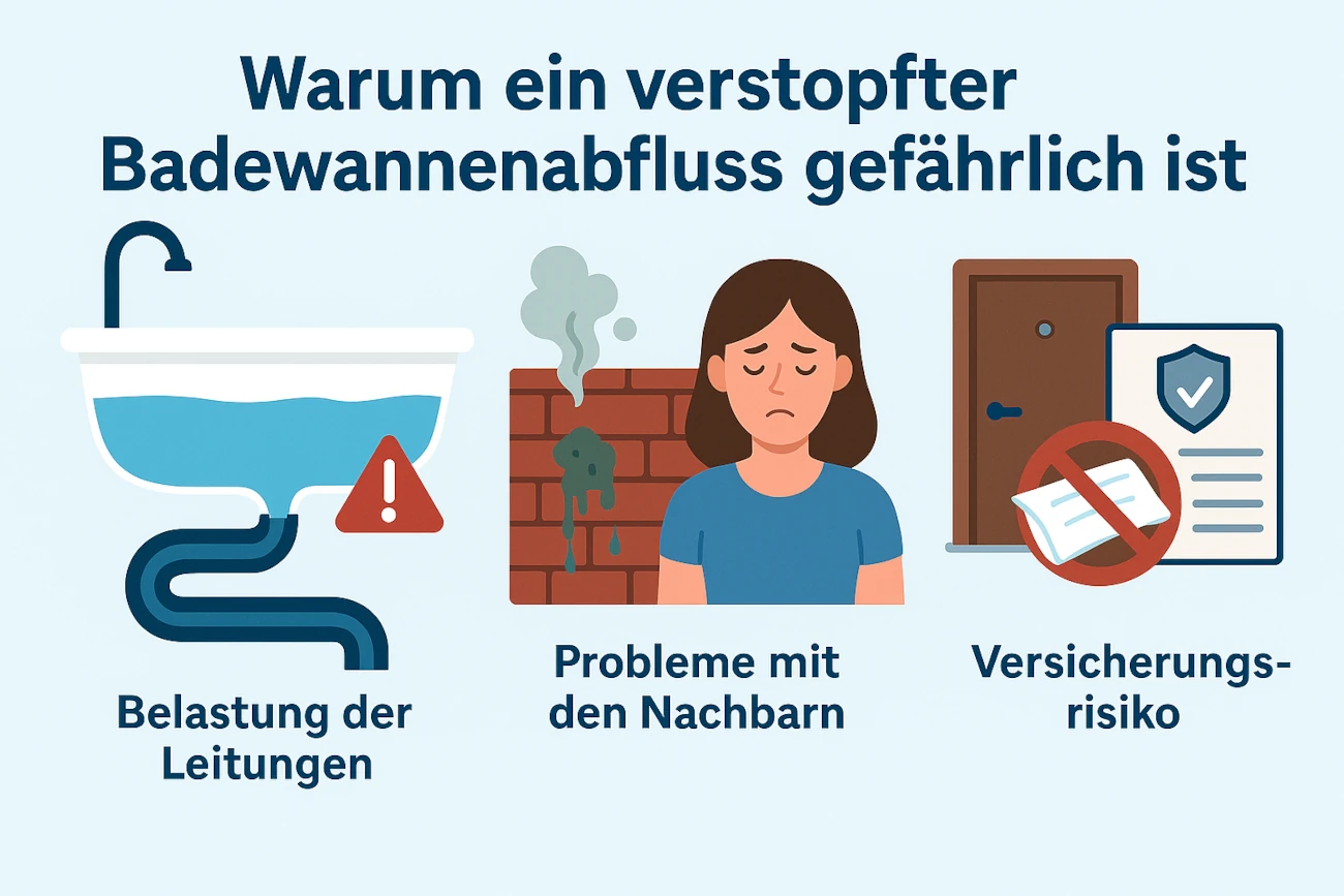 verstopfter Badewannenabfluss  ist gefährlich